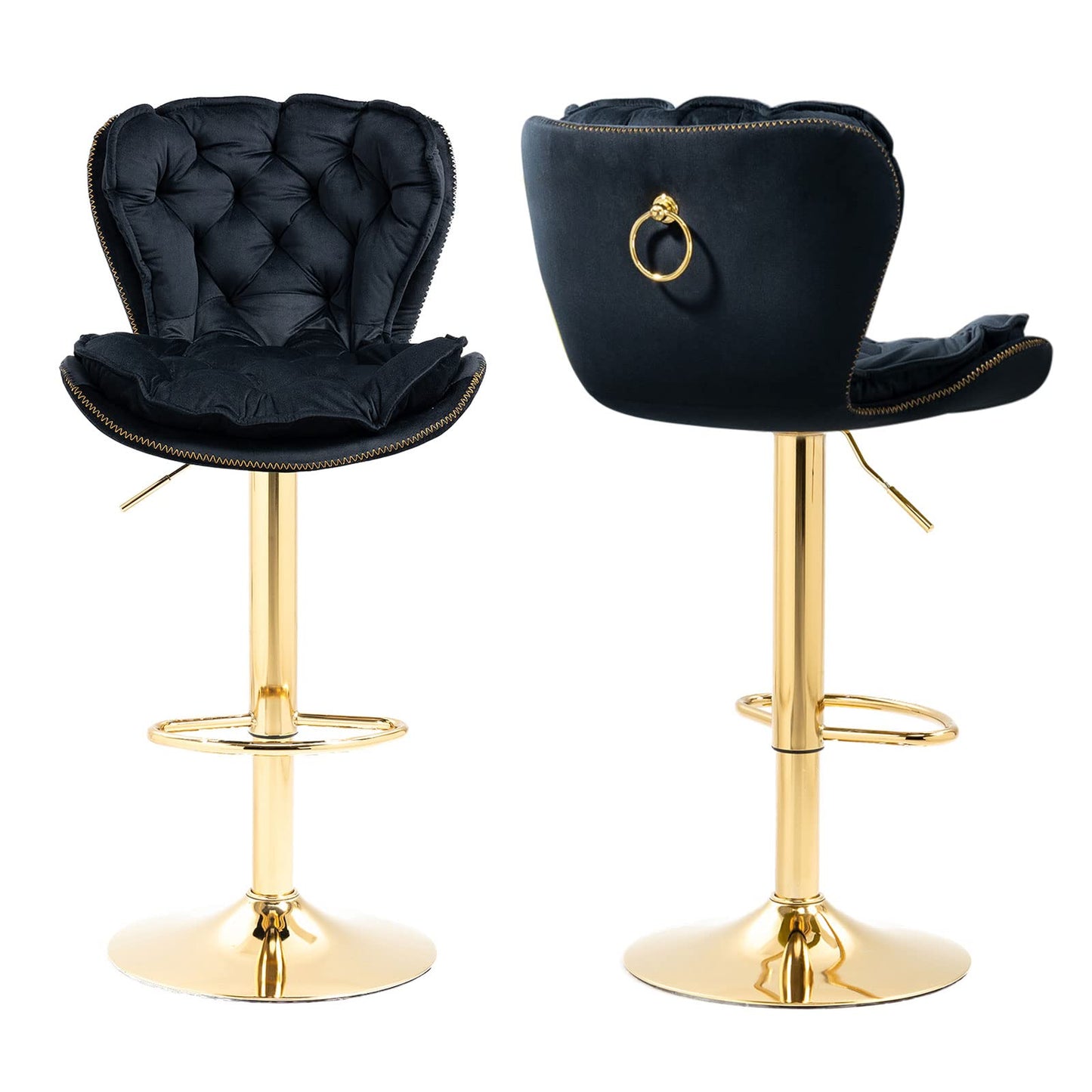 Velvet Upholstered Bar Stools (Set of 2)