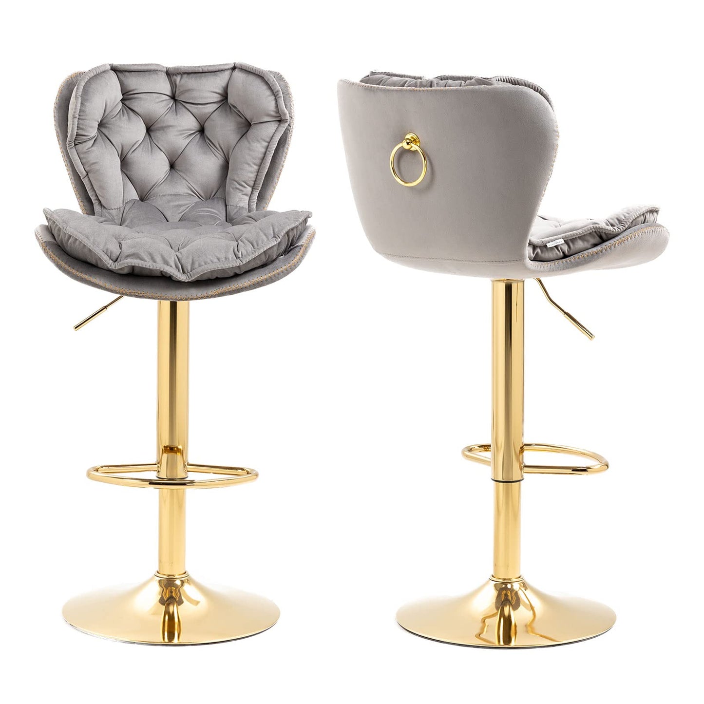 Velvet Upholstered Bar Stools (Set of 2)