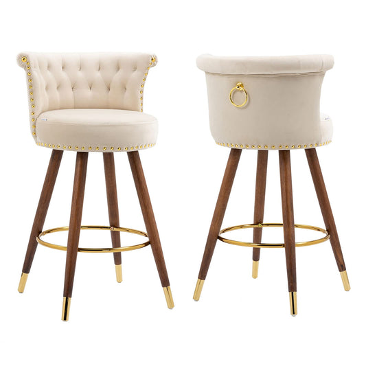 Velvet Tufted Counter Height Barstools (Set of 2)