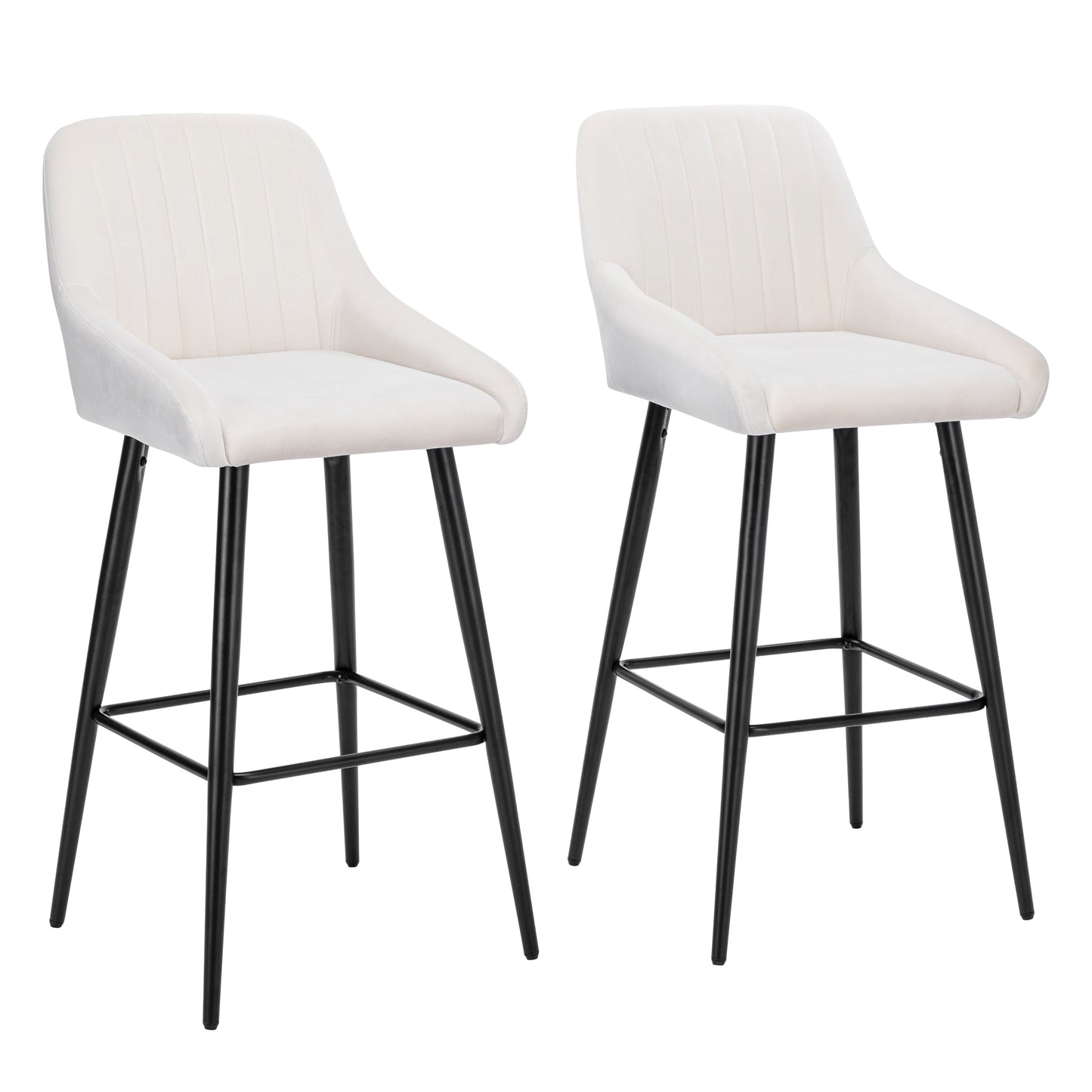 Velvet Upholstered Barstools with Back (Set of 2)