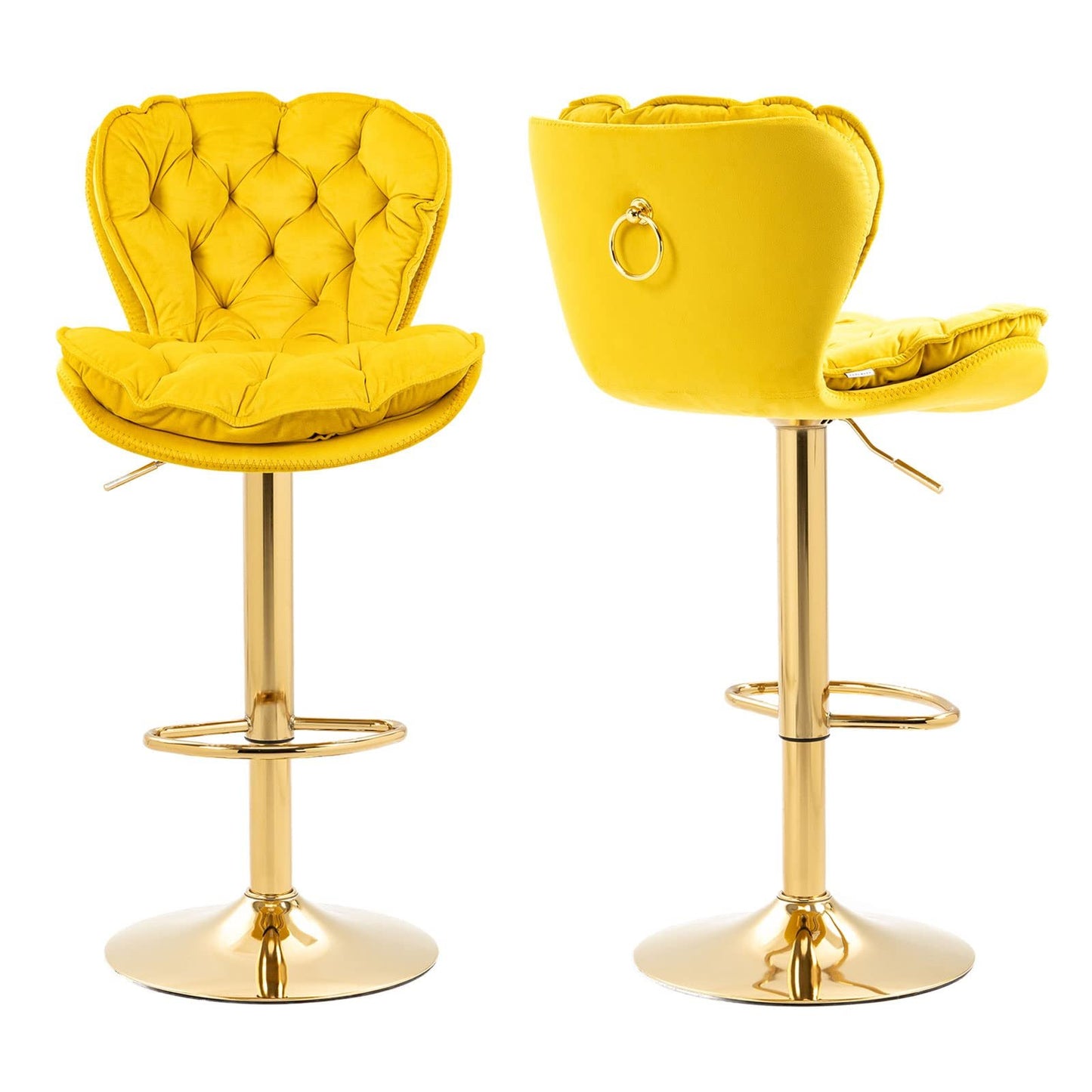 Velvet Upholstered Bar Stools (Set of 2)