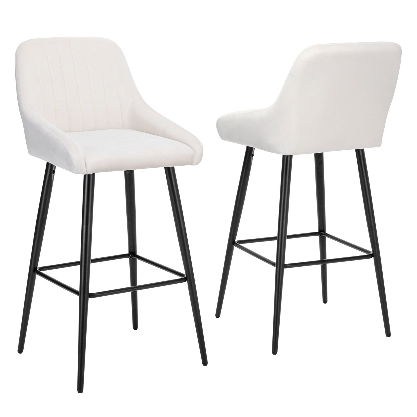 Velvet Upholstered Barstools with Back (Set of 2)