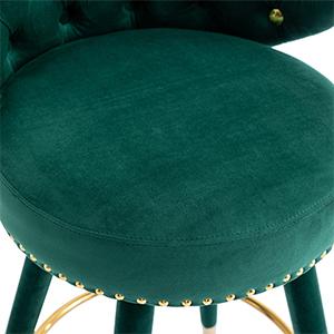 28” Velvet Tufted Bar Stools with 360-Degree Swivel (Set of 2)