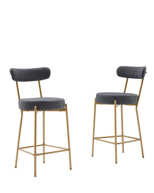 Modern Gold Counter Height Bar Stools (Set of 2)