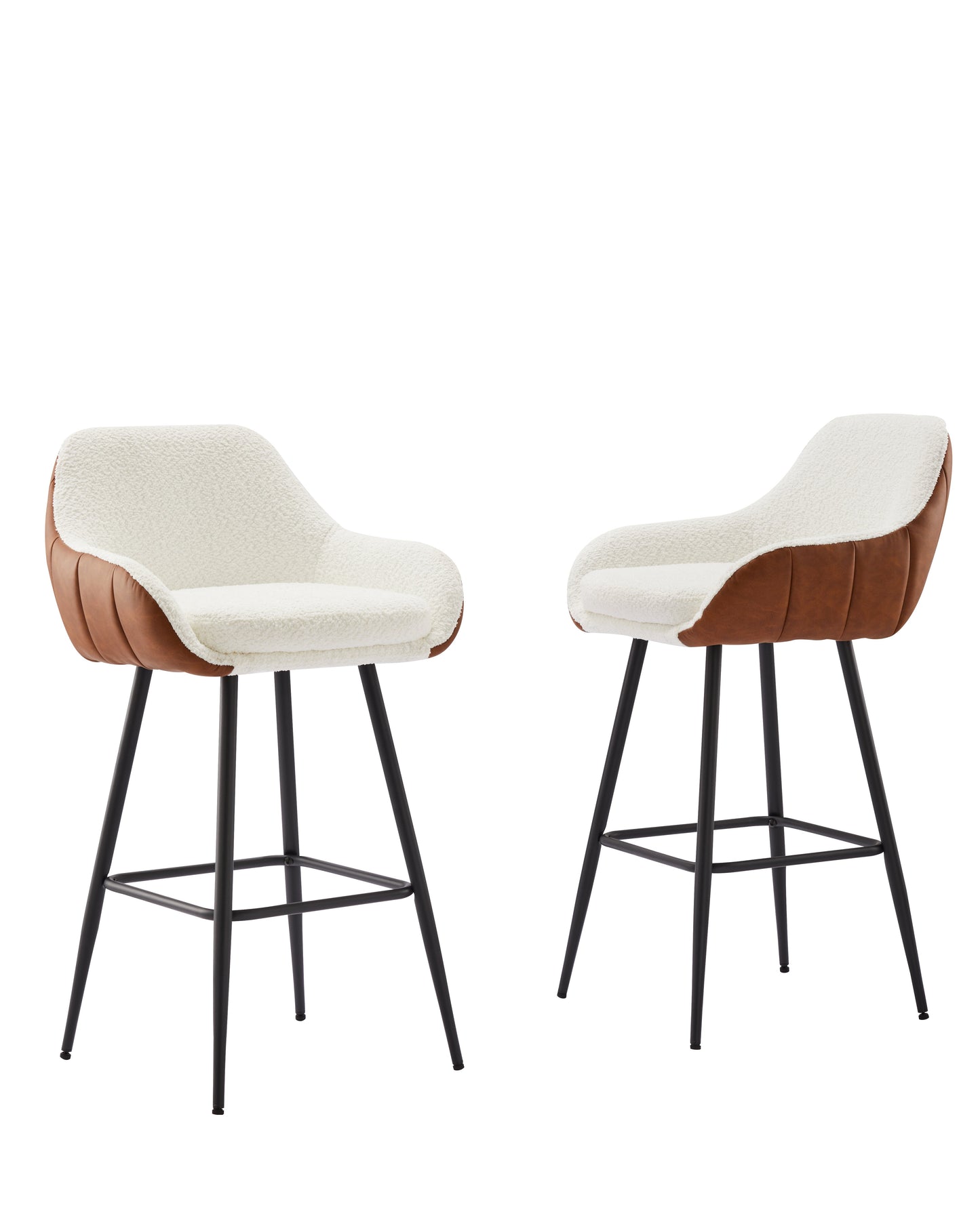 Century Leather Upholstered Counter Height Bar Stools (Set of 2)